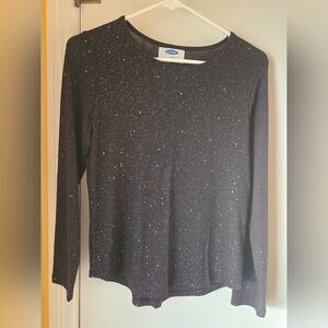 Black Long Sleeve Top with Speckled Design
